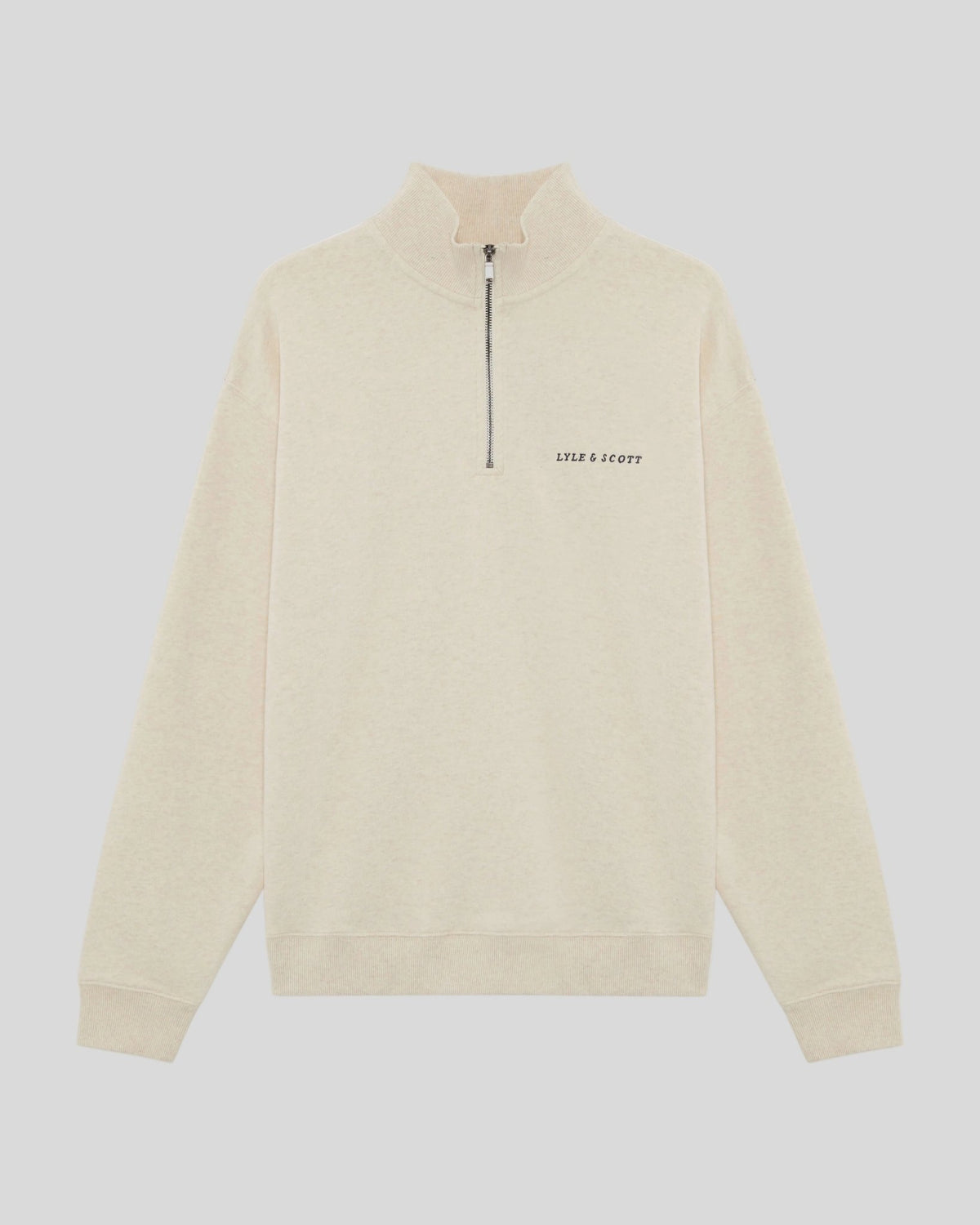 Sweat-shirt à col zippé 1/4 en tissu épais, coloris Ice Cream Marl