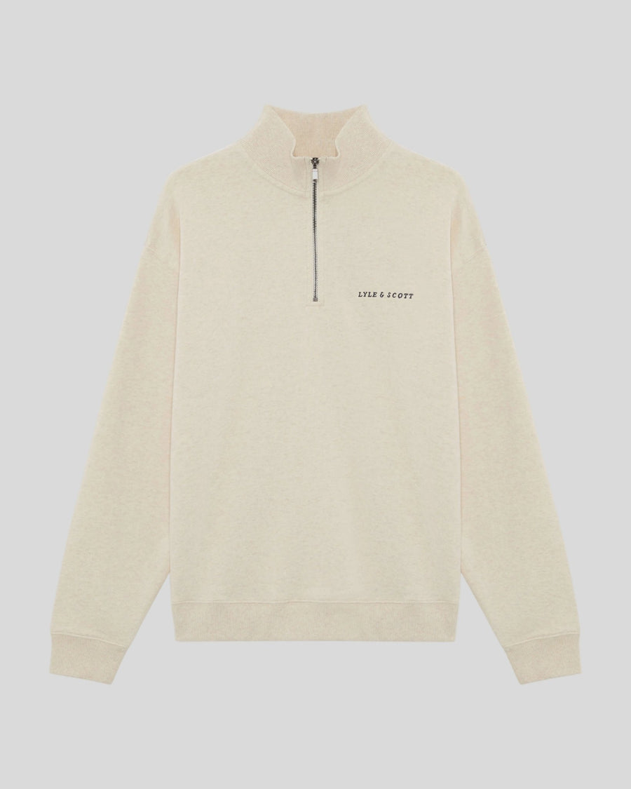 Sweat-shirt à col zippé 1/4 en tissu épais, coloris Ice Cream Marl