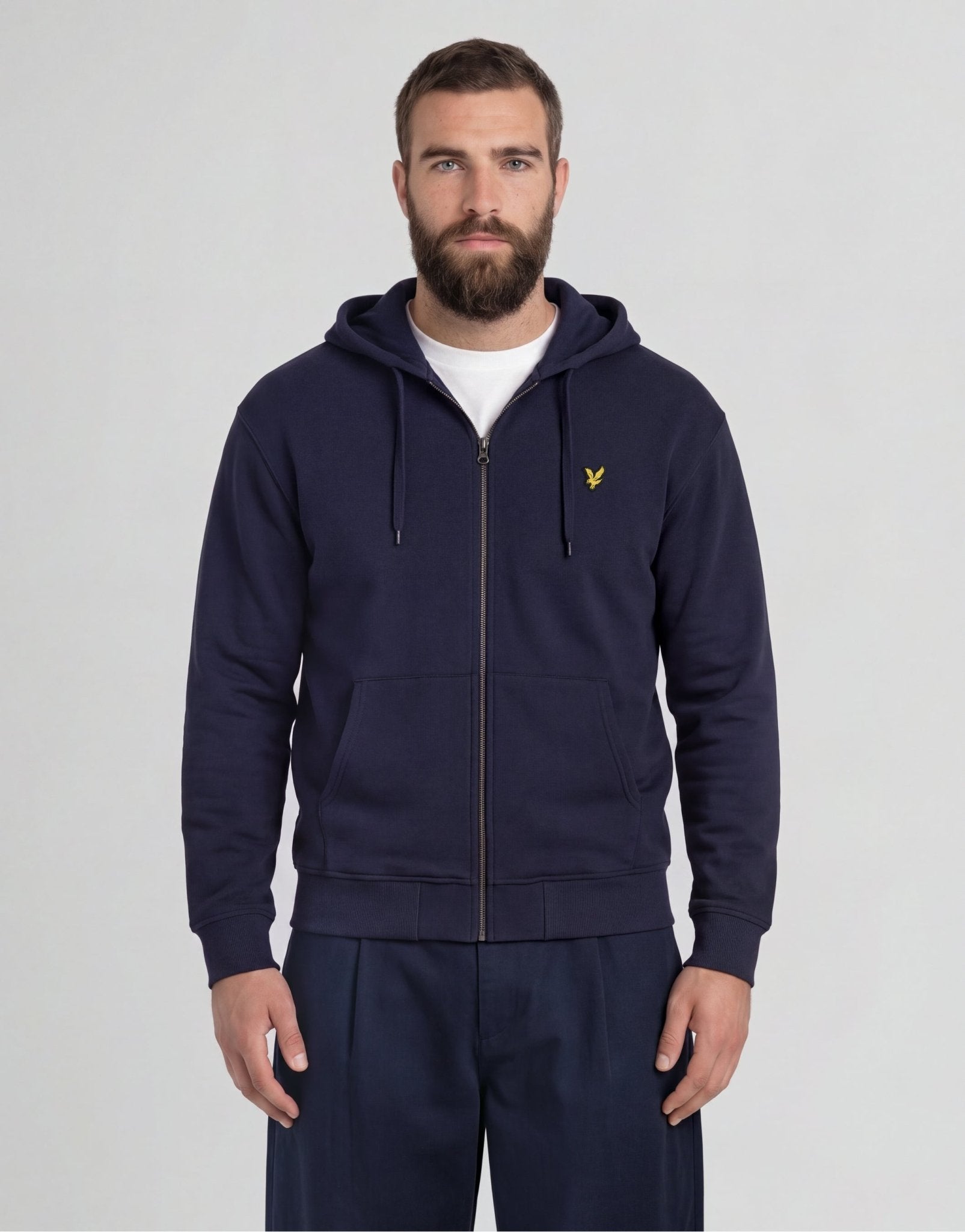 Lyle & Scott Men's Loopback Cotton Fit Full Zip Hoodie in Navy