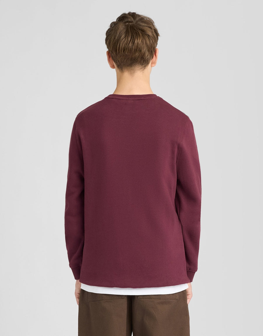 Garçon portant un sweat-shirt classique à col rond, couleur bordeaux