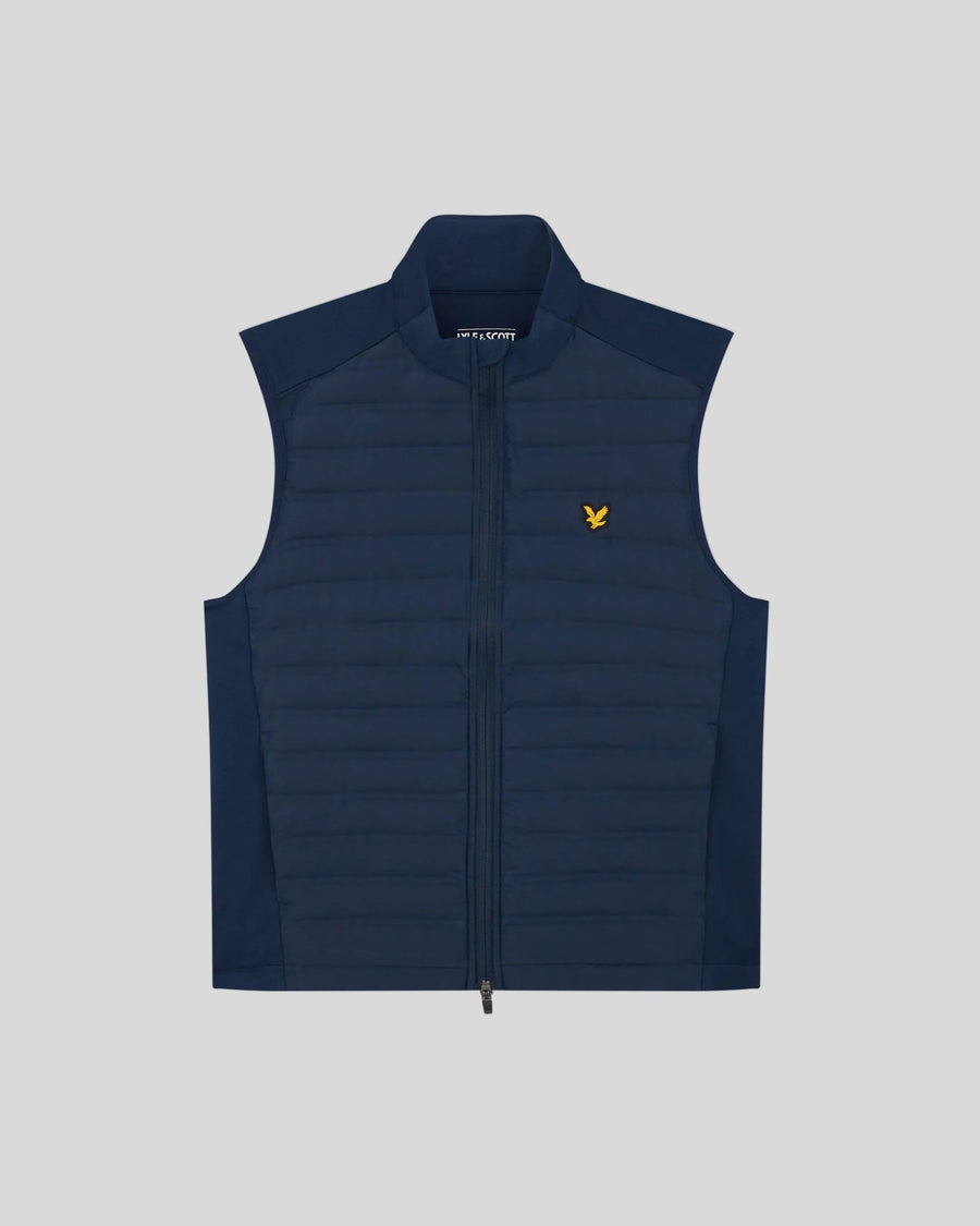 Homme portant un gilet matelassé hybride bleu Ryder