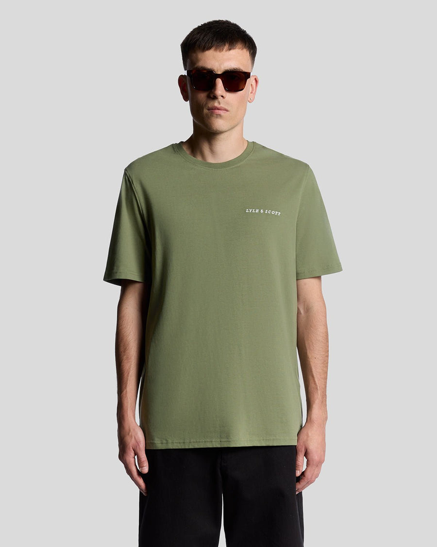 T-shirt à col rond en coton pour homme, orné du logo « Script », couleur olive militaire