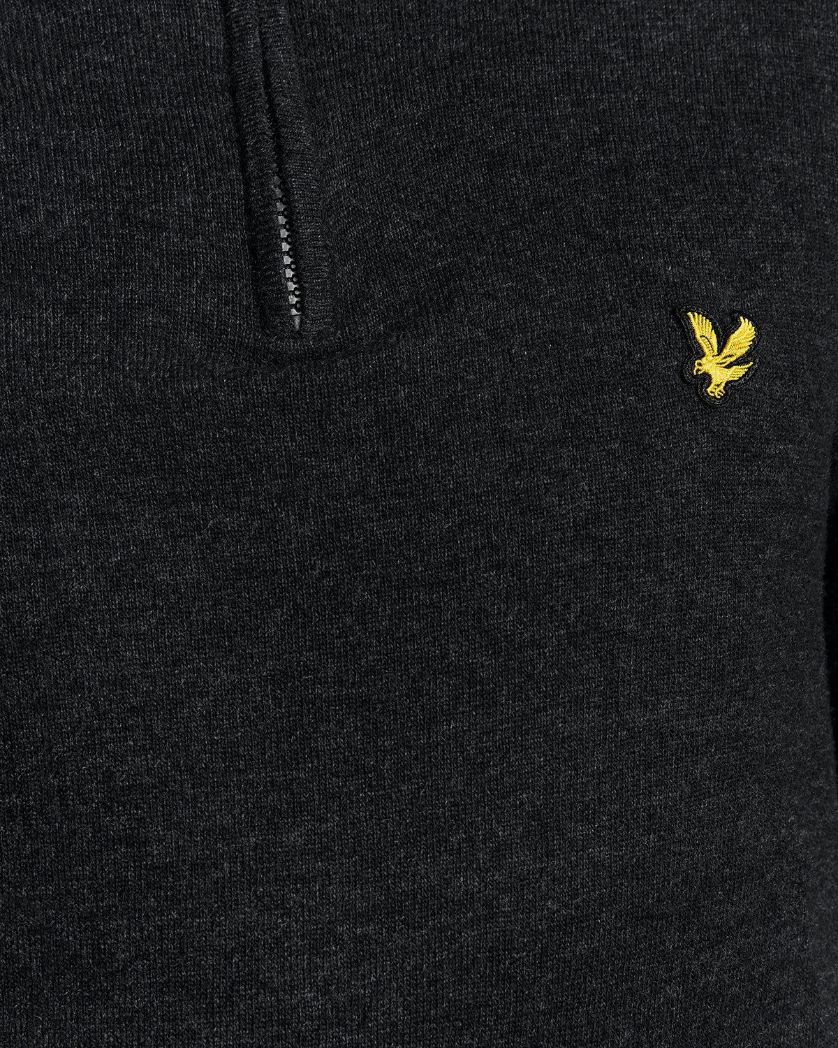 Uomo con maglione con zip a 1/4 in misto lana d'agnello, colore nero jet melange