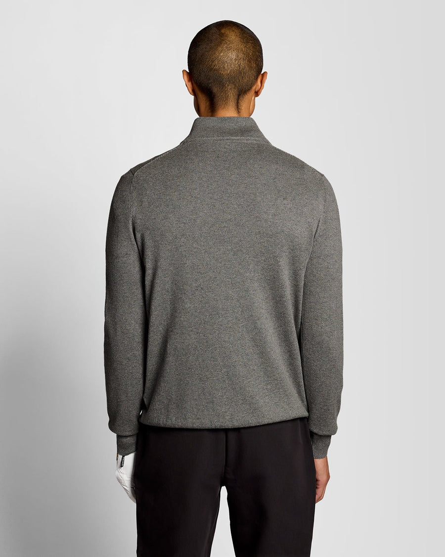 Uomo con maglione Performance con zip a 1/4 in grigio melange medio