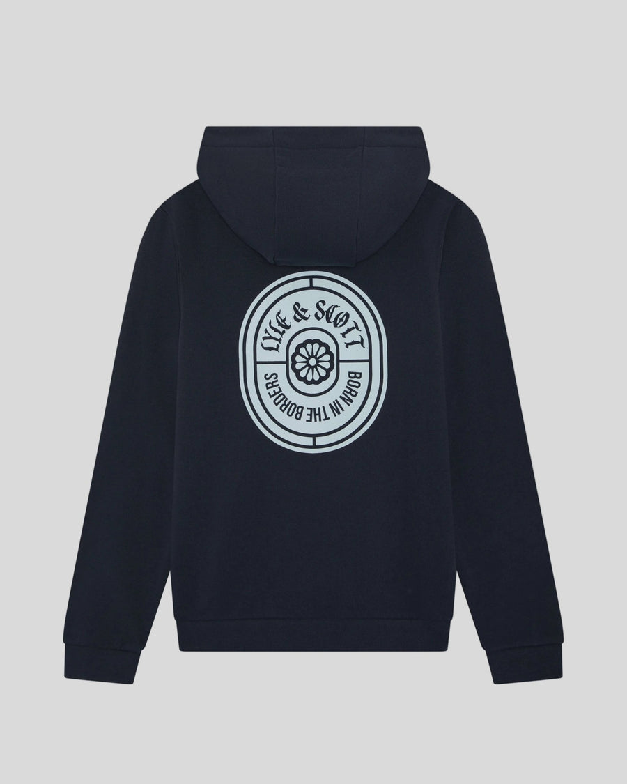 Sudadera con capucha de algodón con estampado para hombre en azul marino oscuro