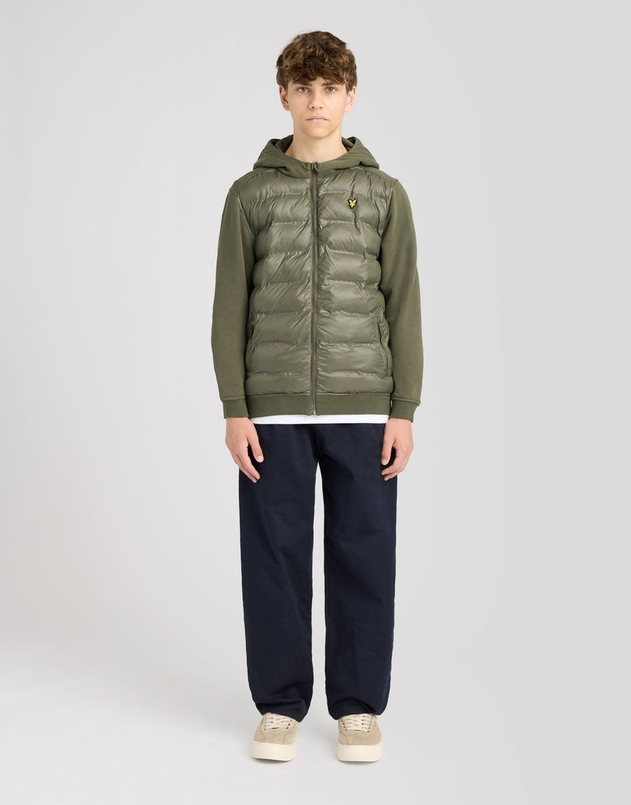Boy wears Hybrid Hoodie in Deep Depths