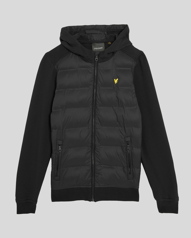 Boy wears Hybrid Hoodie in Jet Black