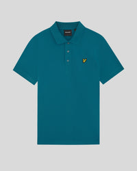 Man wears Cotton Polo Shirt in Lagoon