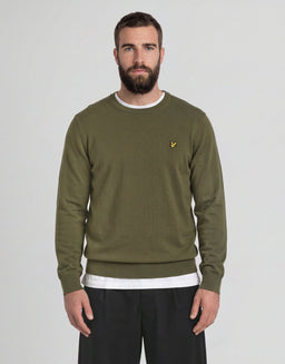Maglione girocollo in cotone e lana merino