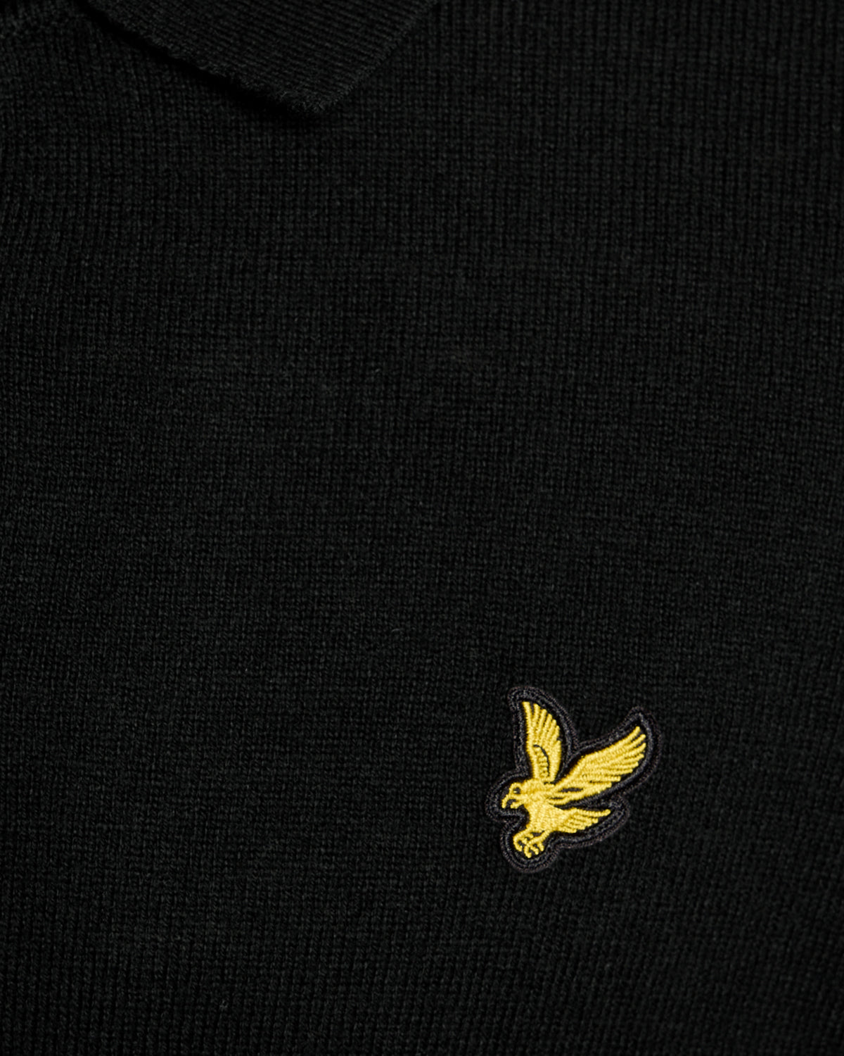 Polo de manga larga de mezcla de merino para hombre en negro azabache