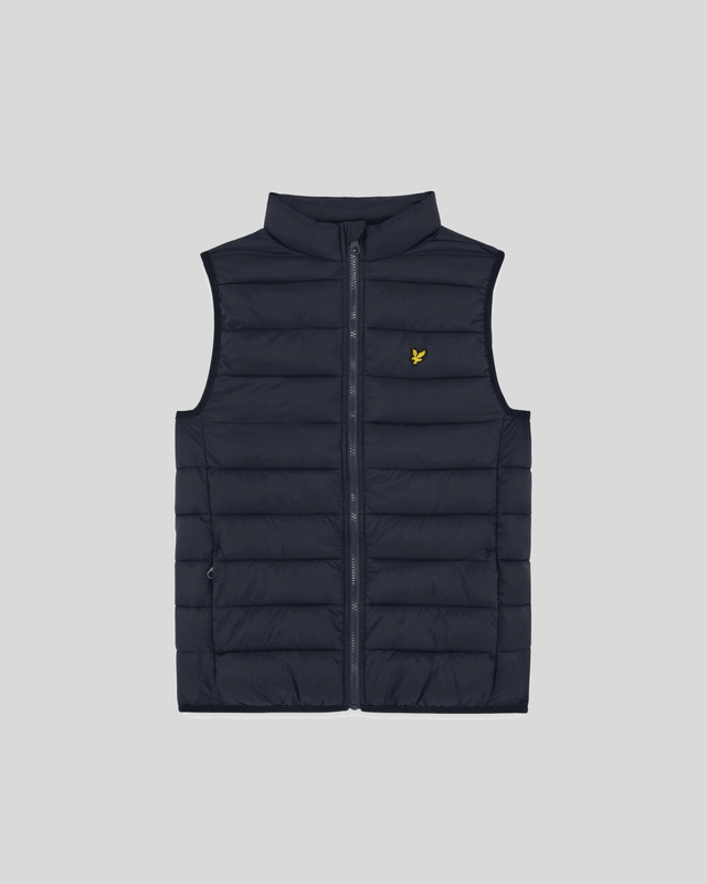Ragazzo con gilet imbottito leggero blu scuro