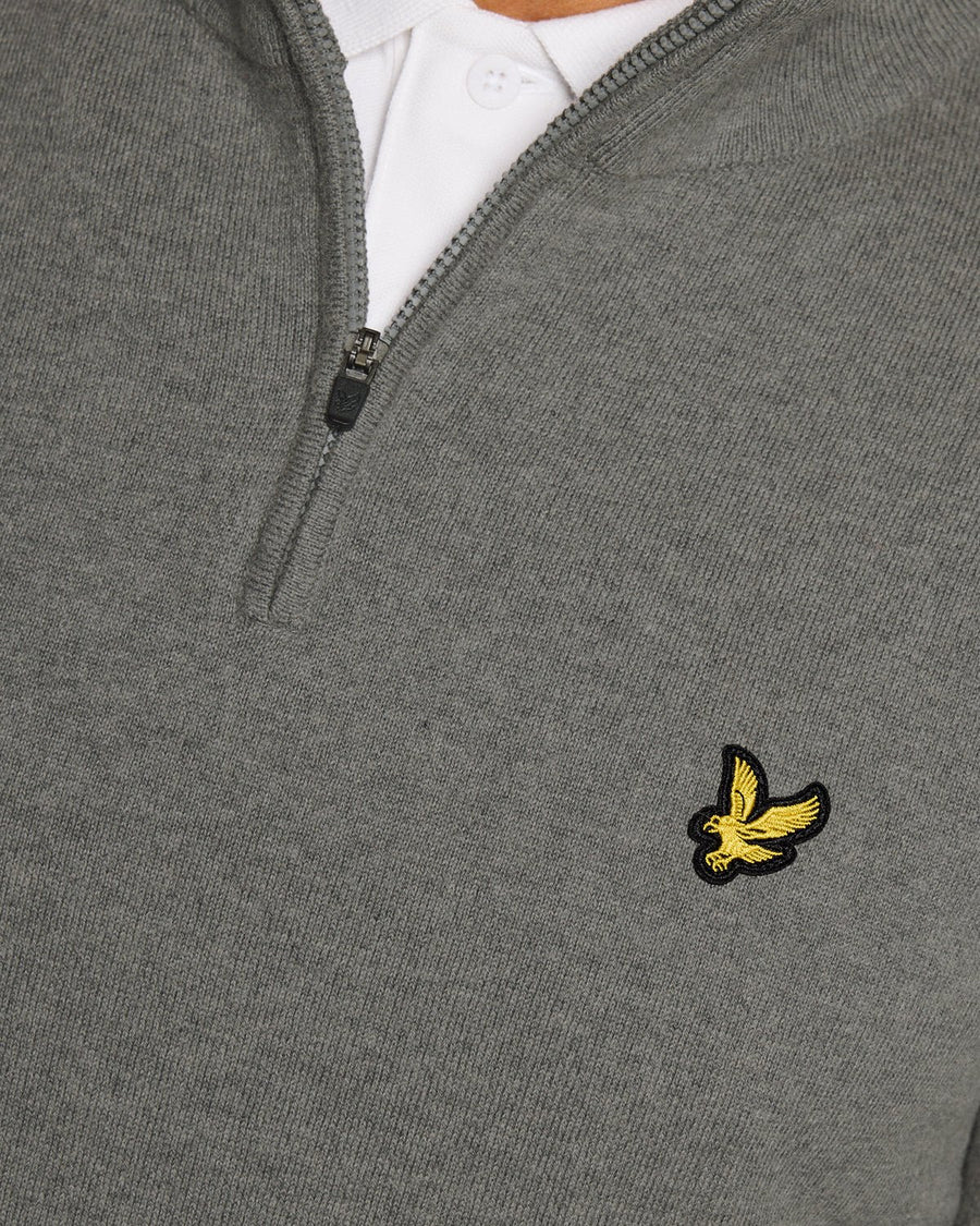 Uomo con maglione Performance con zip a 1/4 in grigio melange medio