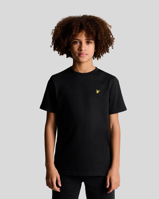 Boy wears Cotton T-Shirt in Jet Black