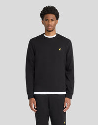 Uomo con maglietta a girocollo in cotone Sports Loopback, colore nero corvino