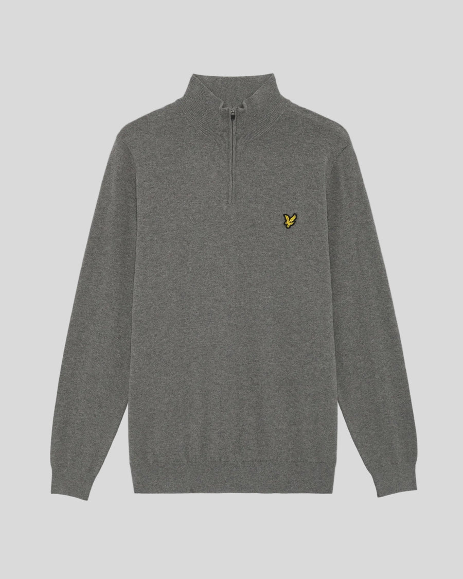 Uomo con maglione Performance con zip a 1/4 in grigio melange medio