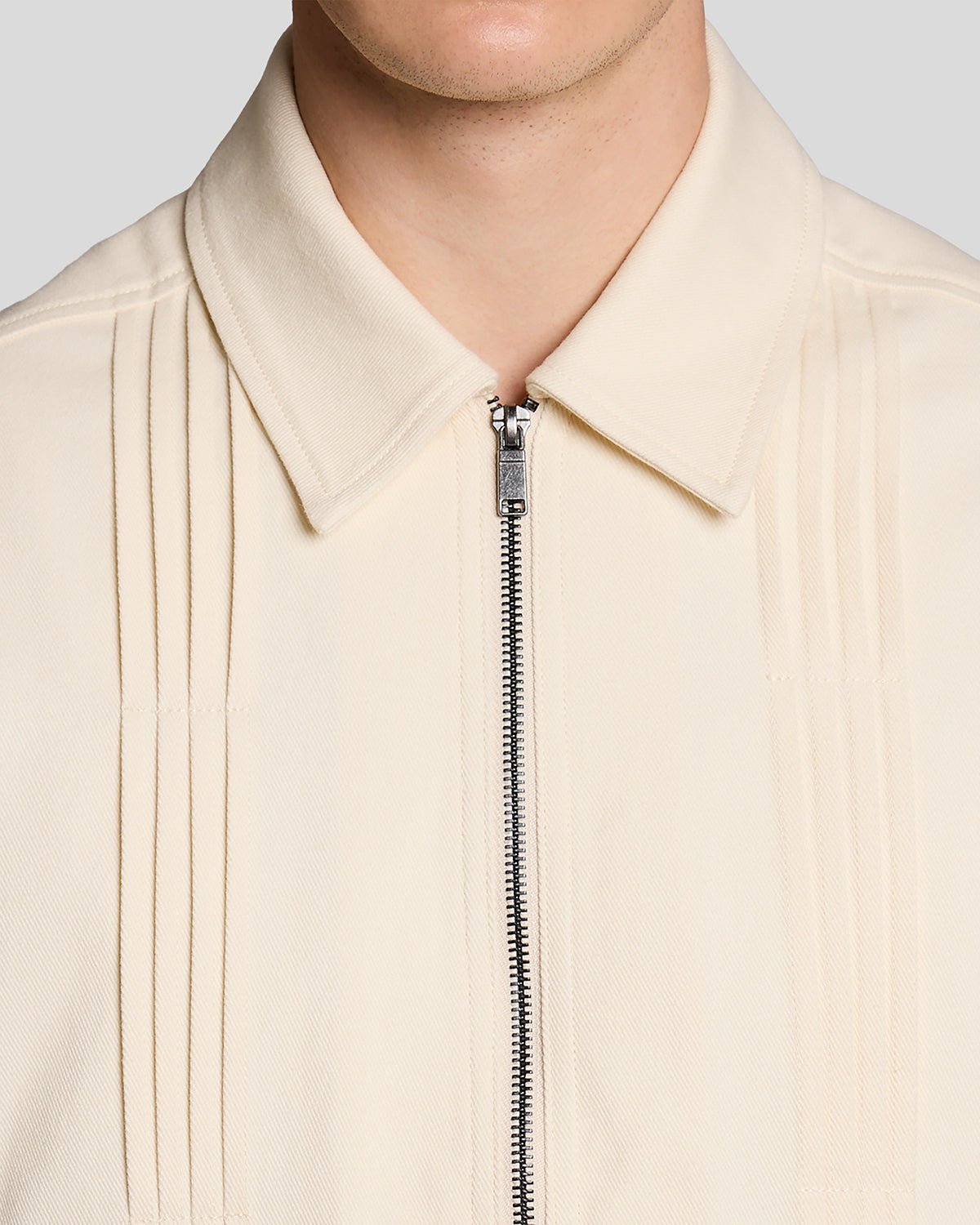 Veste zippée à plis creux pour homme, couleur écru éclatant