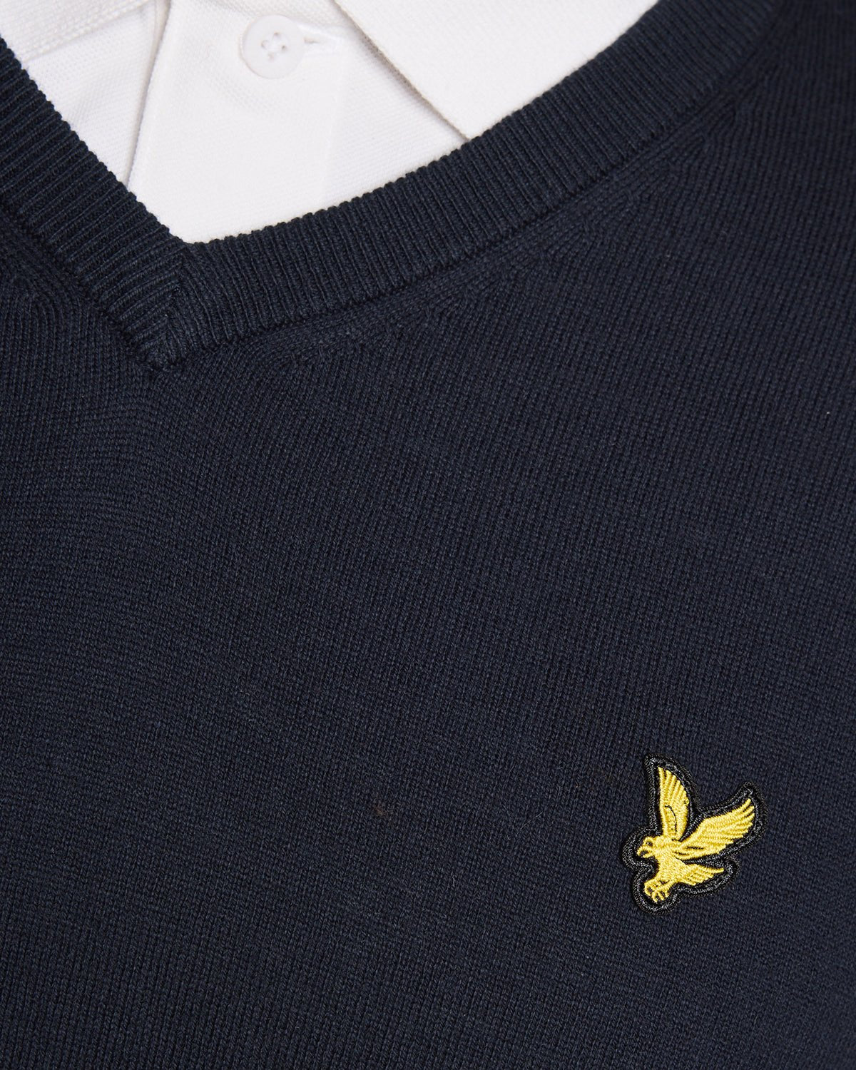 Pull à col en V en coton mélangé, bleu marine foncé, pour homme