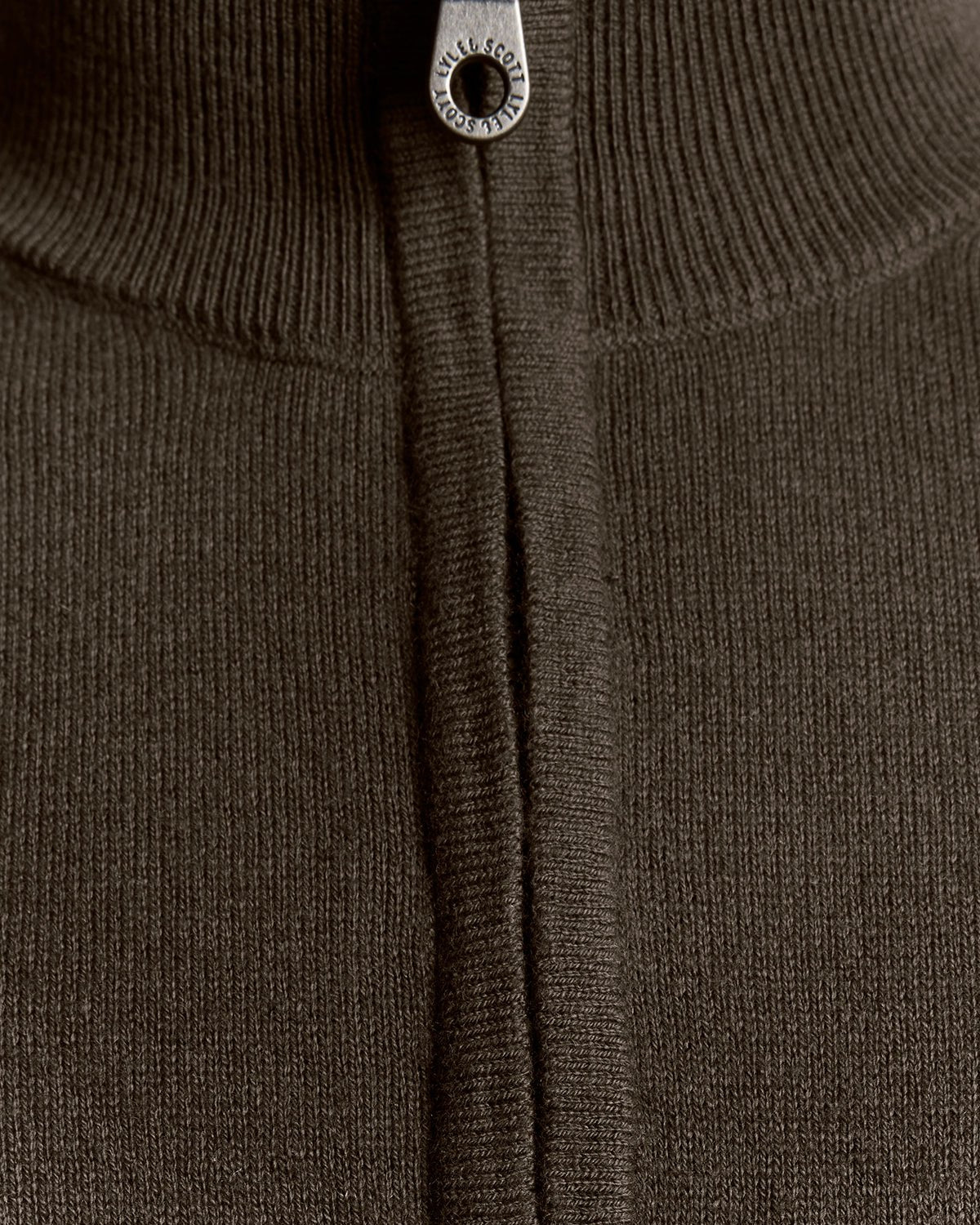 Herrenpullover aus Baumwolle und Merinowolle mit 1/4-Reißverschluss in der Farbe „Espresso“
