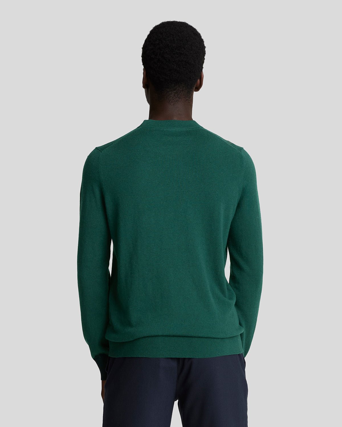 Pull à col rond en coton et laine mérinos pour homme, vert foncé