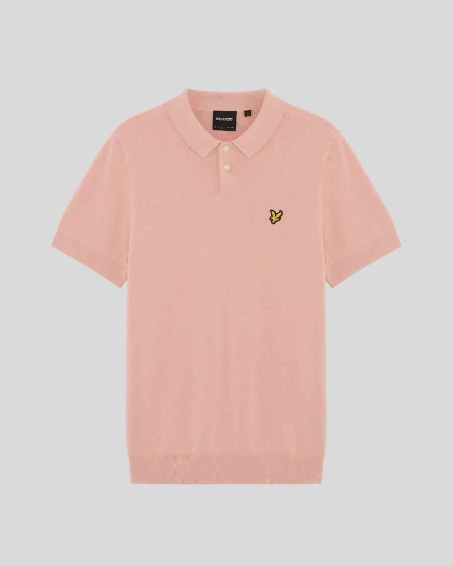 Polo en coton tricoté, couleur pamplemousse rose