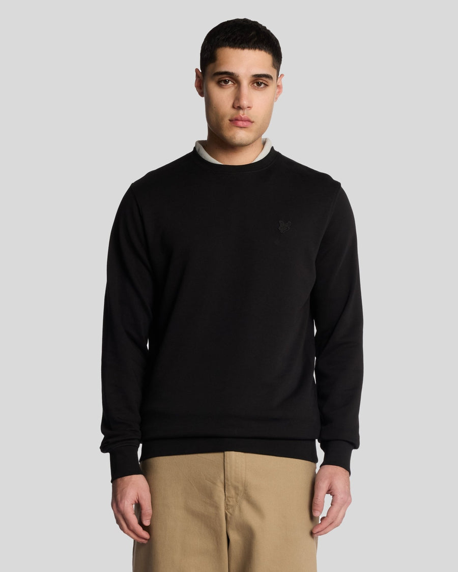 Uomo con felpa girocollo in cotone superfine, colore nero corvino