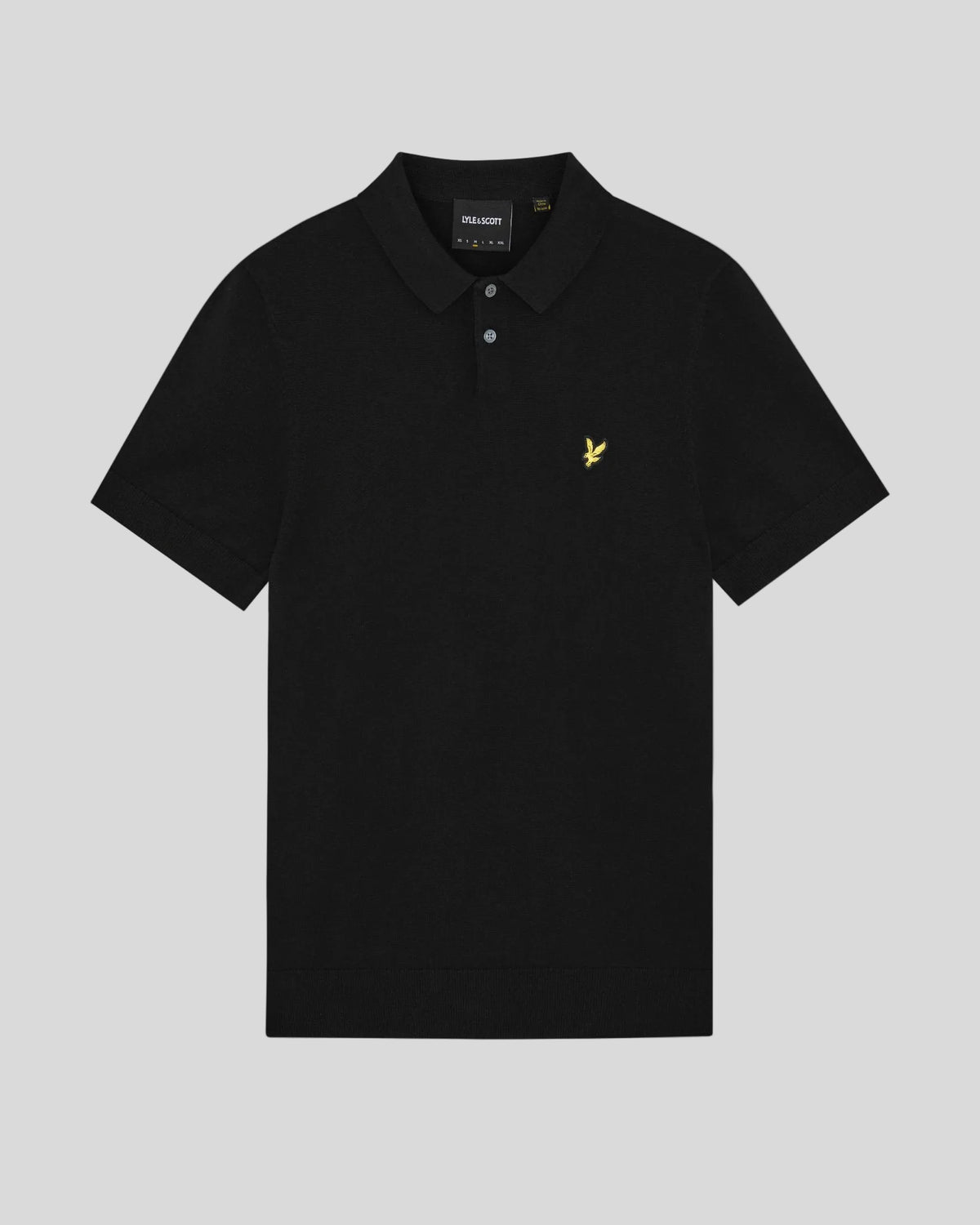 Uomo con polo in maglia di cotone color nero corvino
