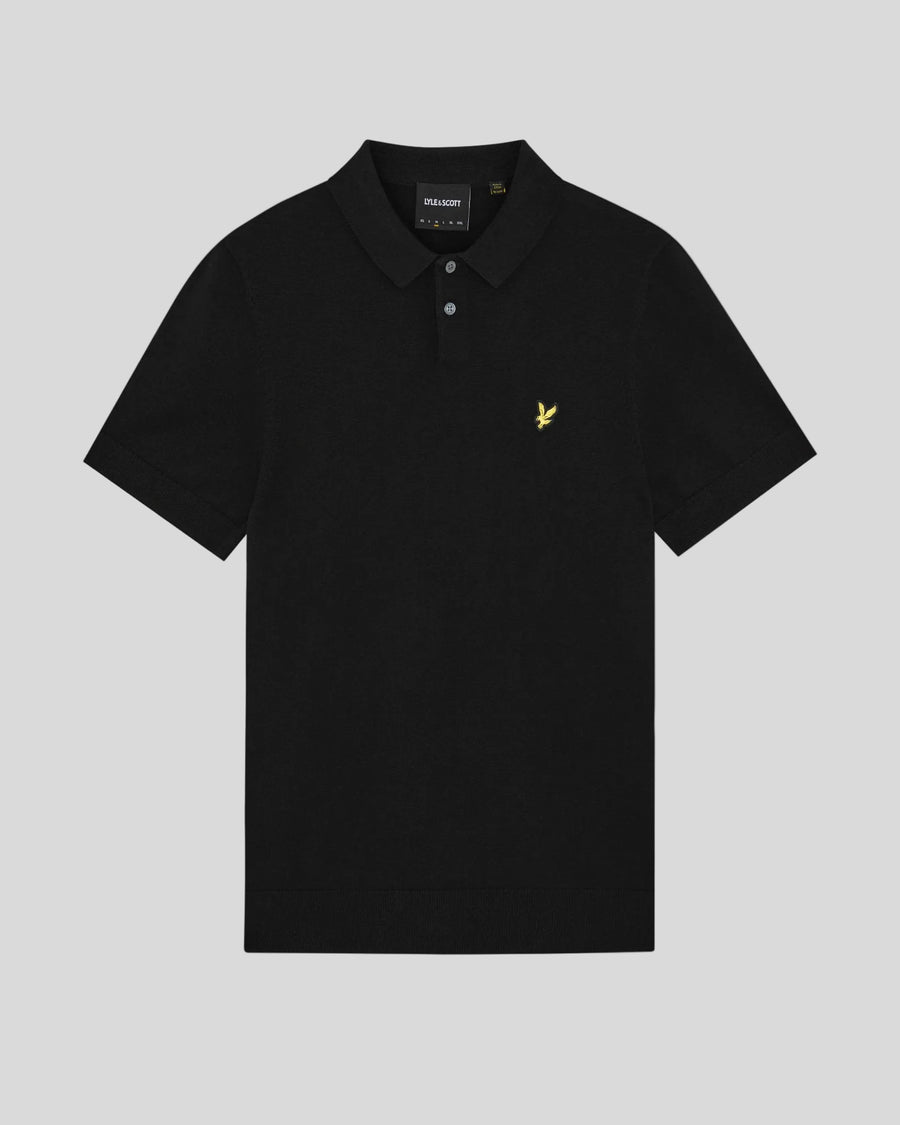 Uomo con polo in maglia di cotone color nero corvino