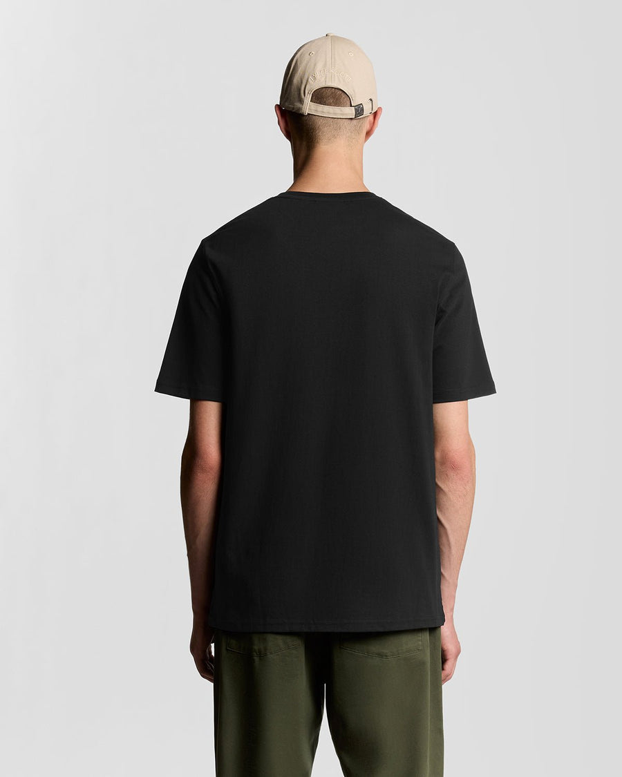 T-shirt à col rond en coton pour homme, avec logo en lettres cursives, couleur noir de jais