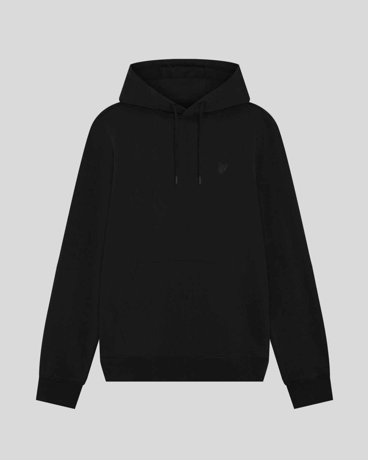 Hombre con sudadera con capucha de algodón superfino de punto rizado en negro azabache
