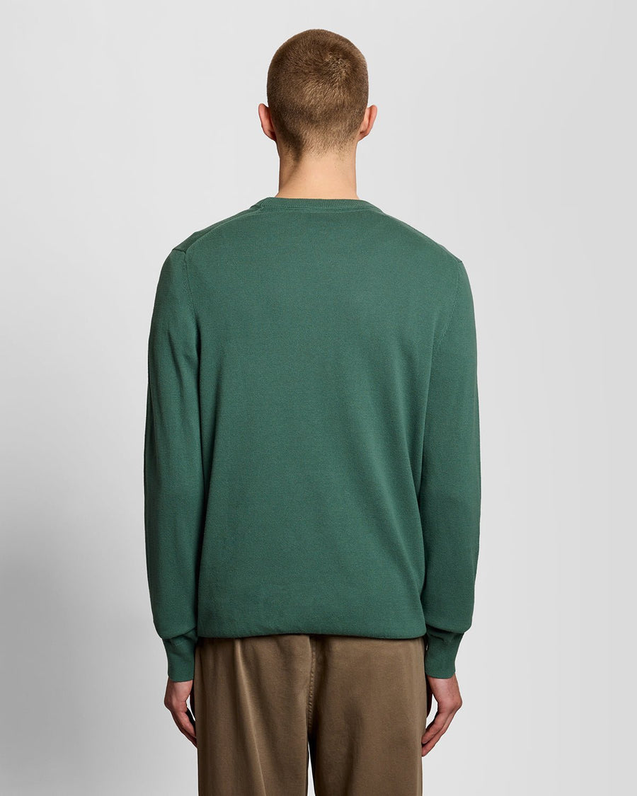 Uomo con maglione girocollo in cotone color Everglade