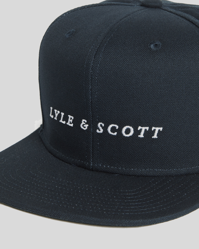 Casquette de baseball avec logo en lettres cursives, bleu marine foncé