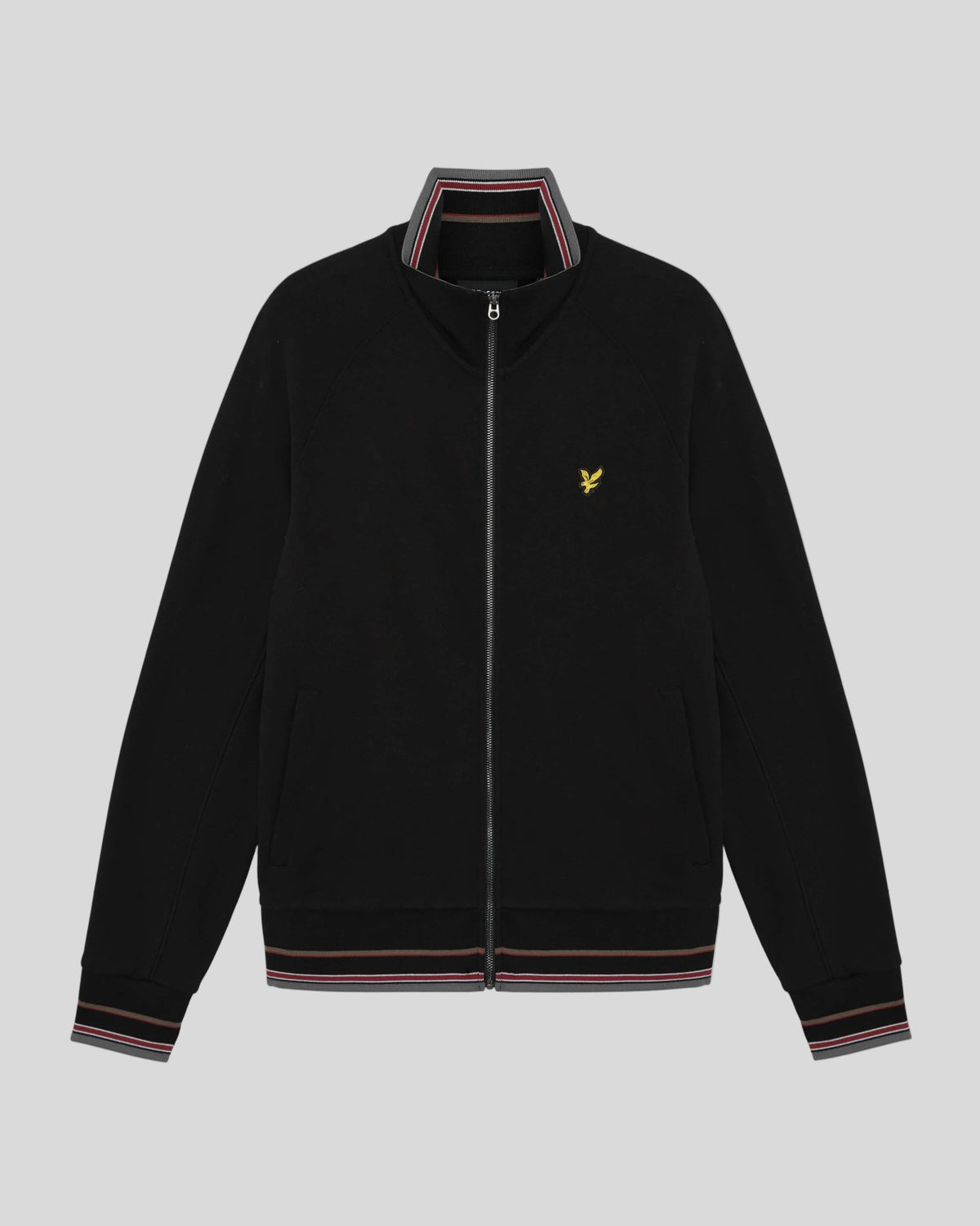 Man wears Cotton Tipped Track Jacket in Jet Black