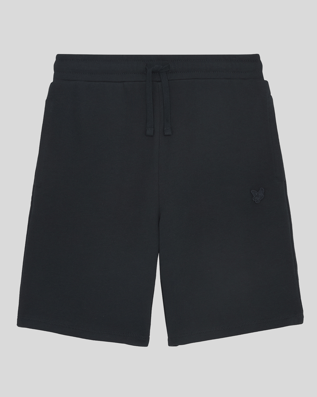 Short de survêtement en coton à motifs ton sur ton, bleu marine foncé, pour garçon