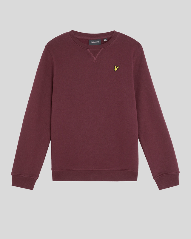 Garçon portant un sweat-shirt classique à col rond, couleur bordeaux