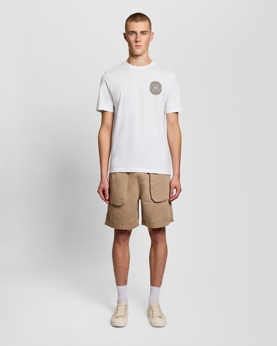 Uomo con maglietta in cotone con stampa grafica, colore bianco