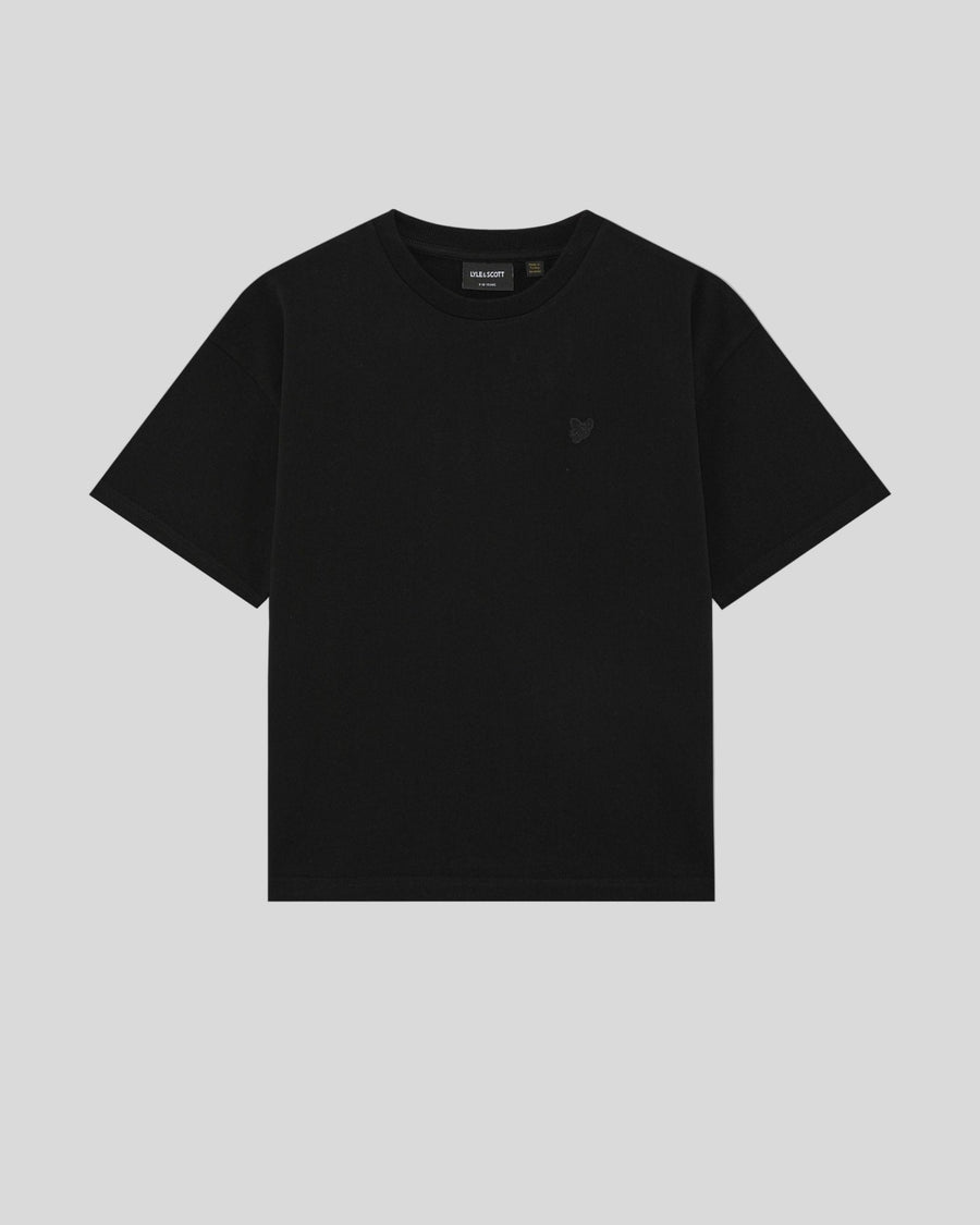 T-shirt ample épais pour garçon, couleur noir de jais