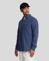 buy men's premium clothing fashion polos jackets -  Lyle & Scott Men's Basket Weave Shirt in Navy