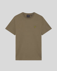 Man wears Cotton Crew Neck T-Shirt in Khaki Ash