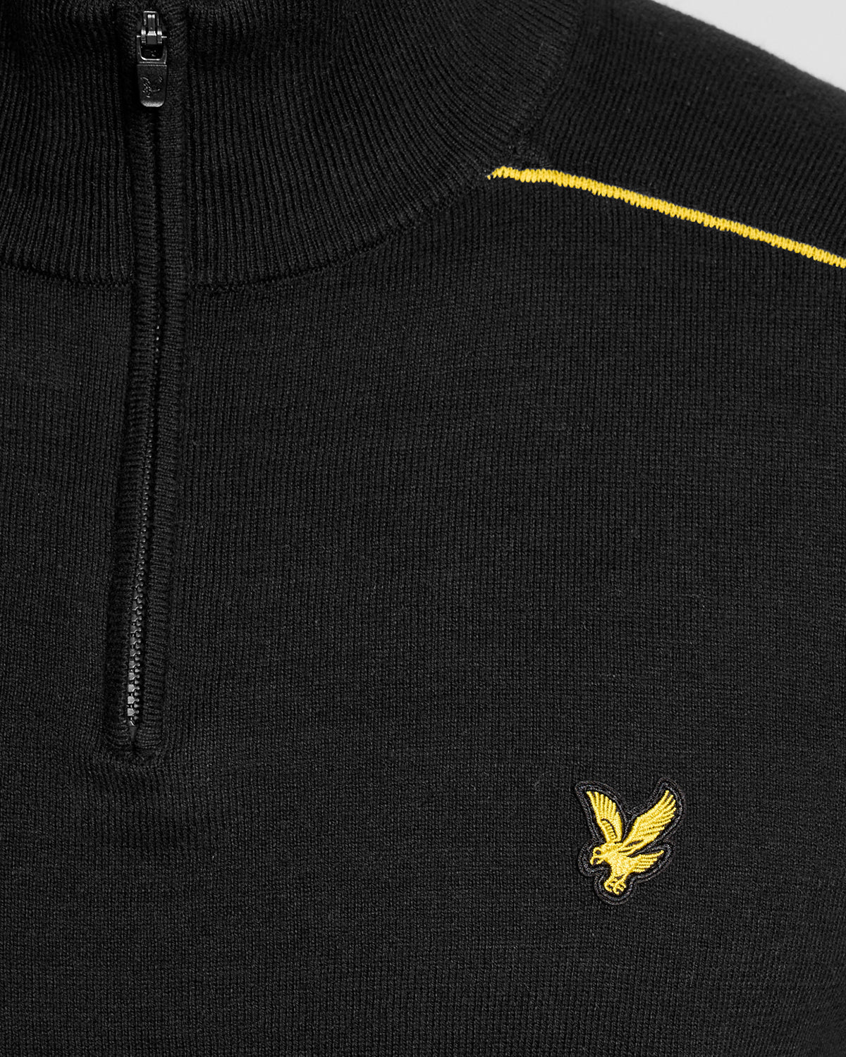 Pull à col zippé 1/4 en coton brossé, couleur noir de jais