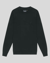 buy men's premium clothing fashion polos jackets -  Lyle & Scott Men's Tonal Eagle Merino Crew Neck Jumper in Jet Black