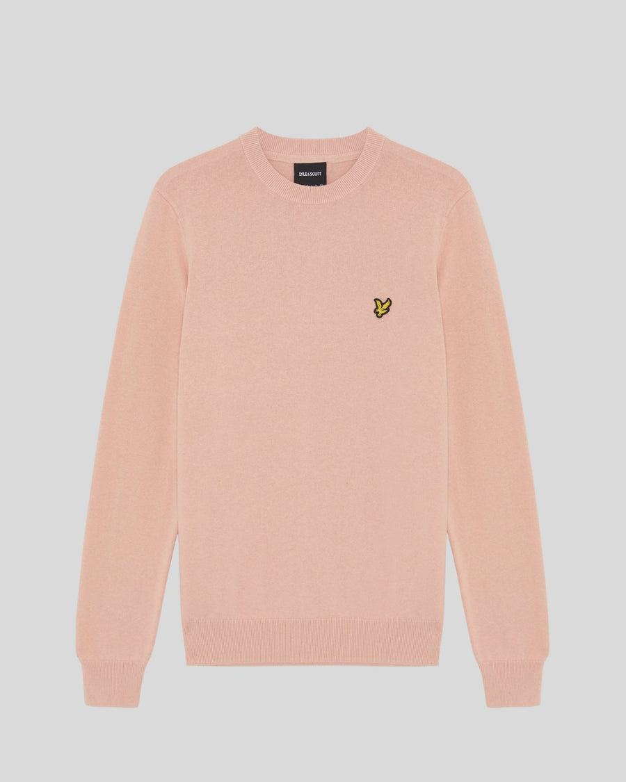 Pull à col rond en coton, couleur pamplemousse rose