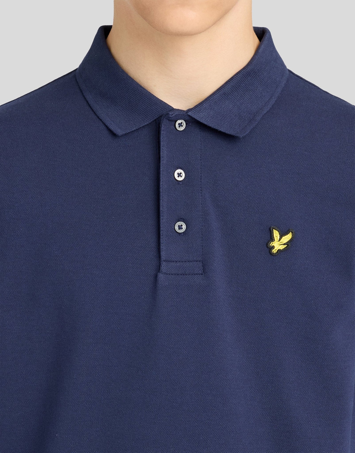Polo en coton à manches longues bleu marine pour garçon