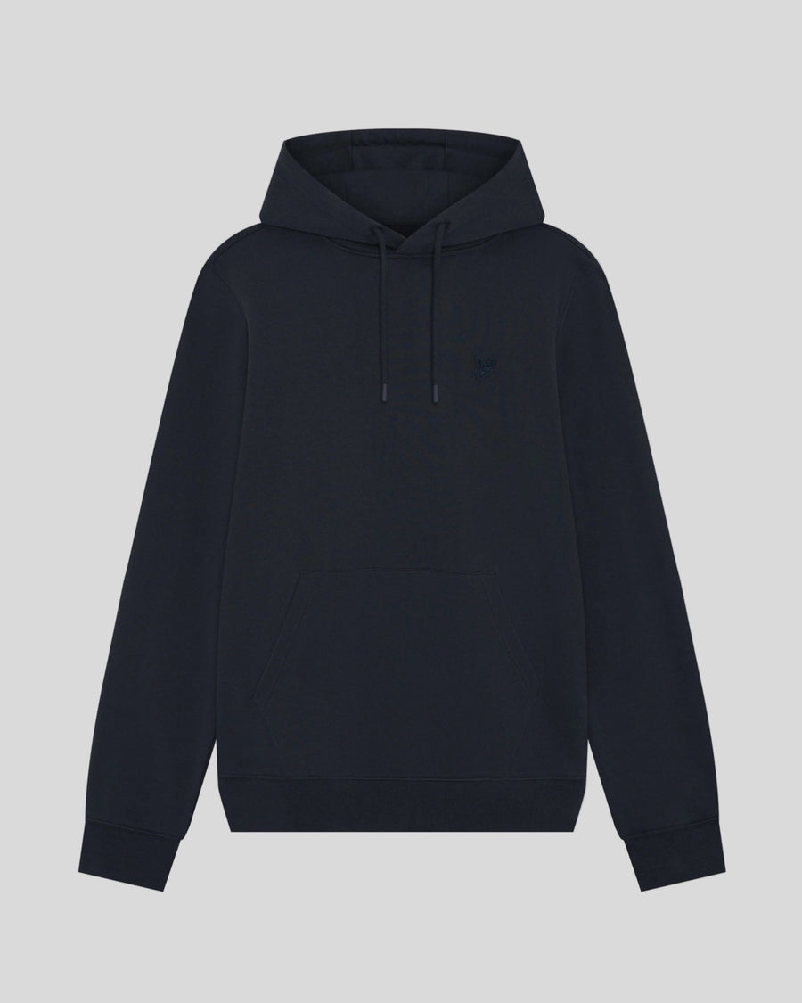 Homme portant un sweat à capuche en coton ultra-fin à revers, bleu marine foncé