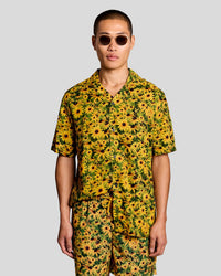 Man wears Floral Graphic Resort Shirt in Super Yellow
