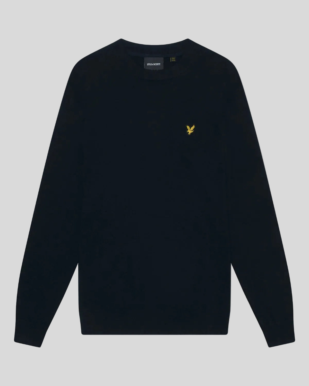 Pull à col rond en coton et laine mérinos pour homme, bleu marine foncé