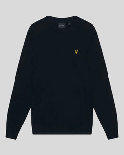 Pull à col rond en coton et laine mérinos