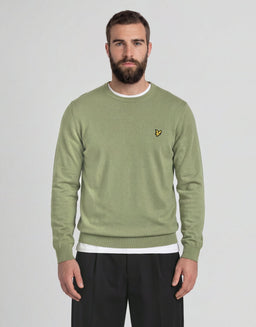 Maglione girocollo in cotone e lana merino