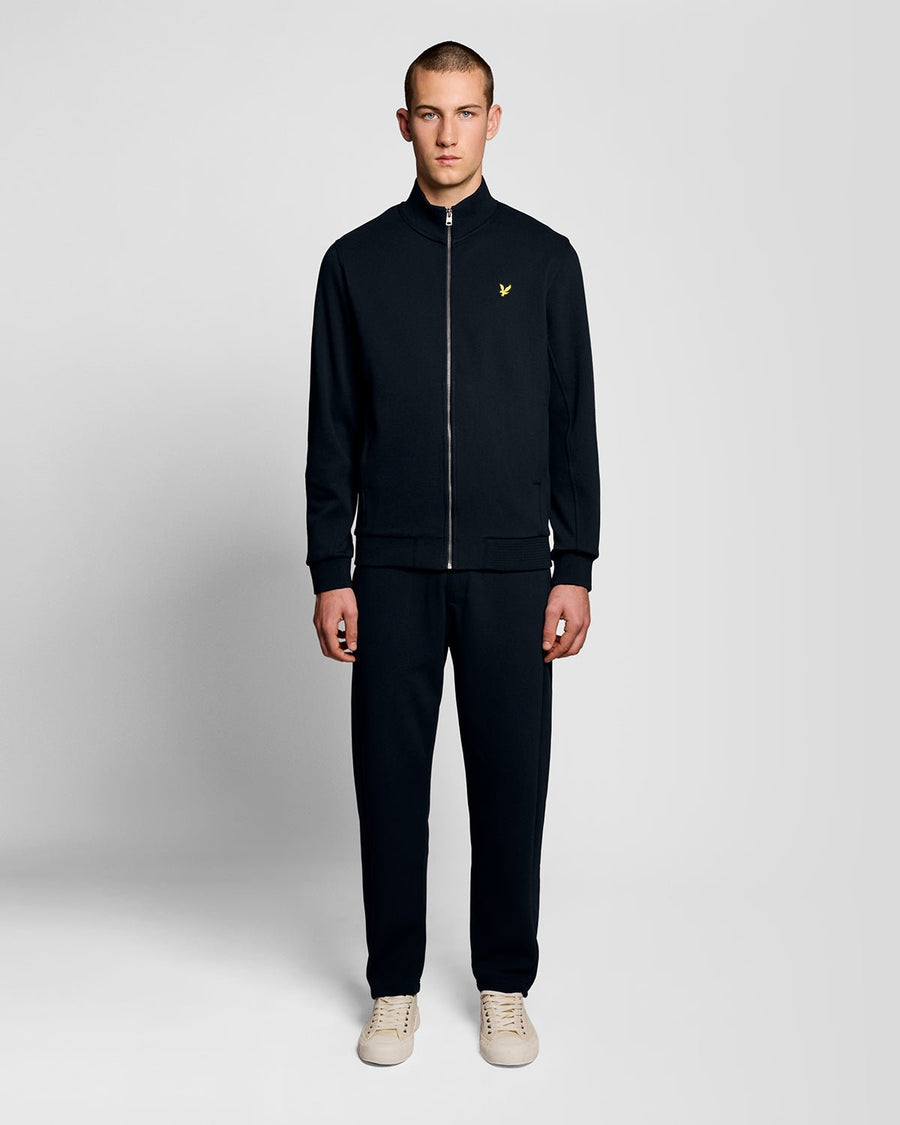 Uomo con giacca da tuta in misto cotone blu scuro
