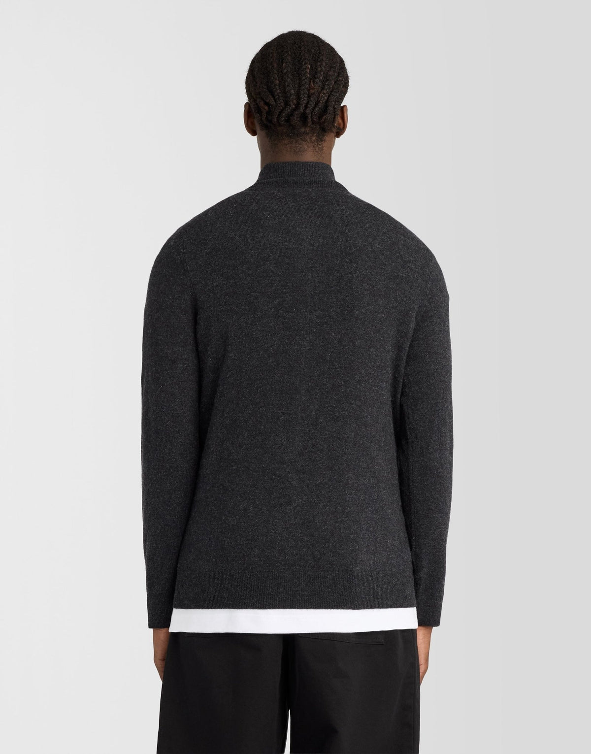 Uomo con cardigan con zip in misto lana d'agnello, colore nero jet melange