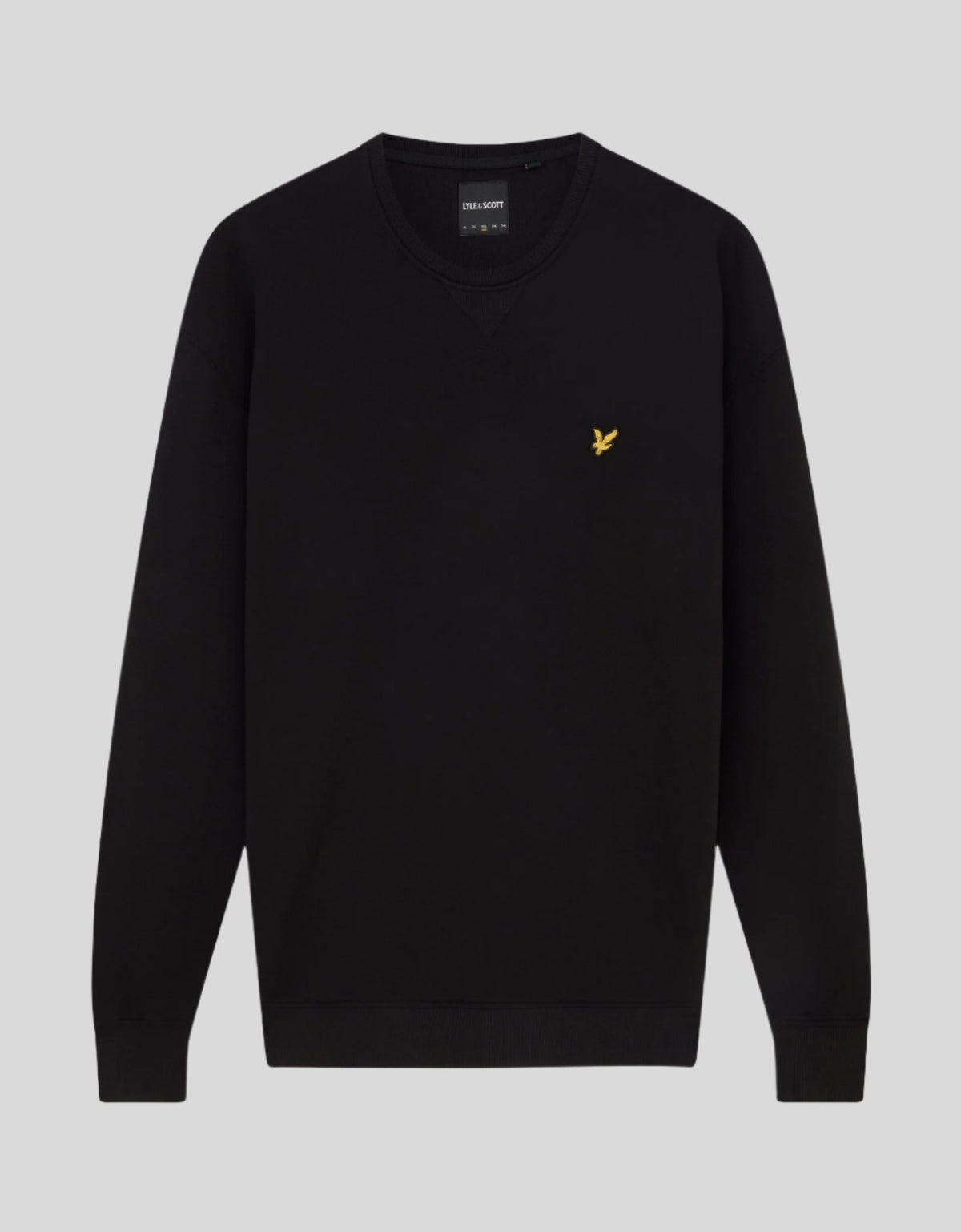 Baumwoll-Sweatshirt mit Rundhalsausschnitt in Tiefschwarz
